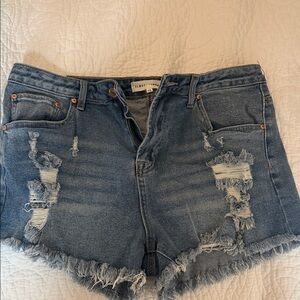 Almost Famous Blue Distressed Jean Shorts